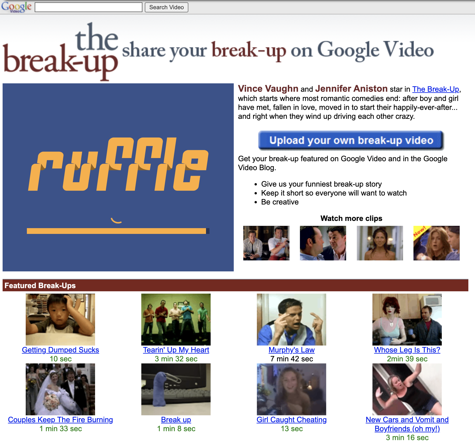 The Break-Up 구글 비디오 프로모션